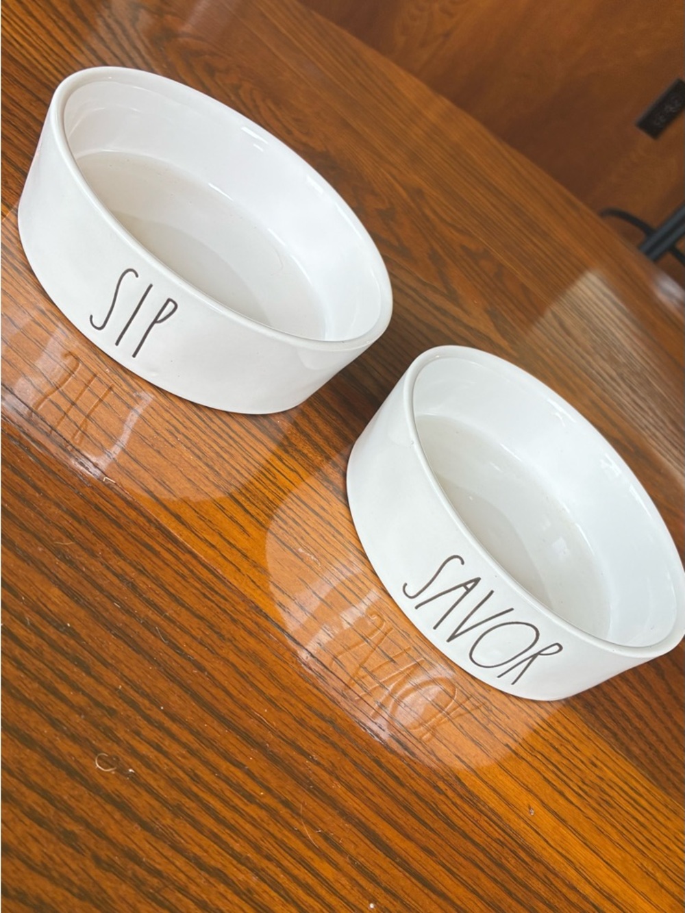 Rae Dunn “SIP” & “SAVOR” Ceramic Pet Bowl Set